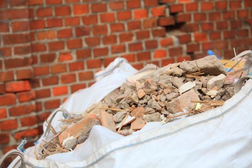Construction debris inside a skip container