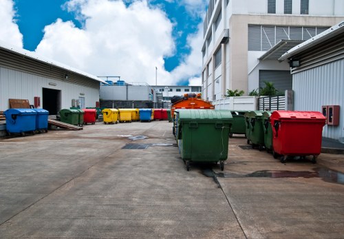 Residential area in Brent Cross with a skip container