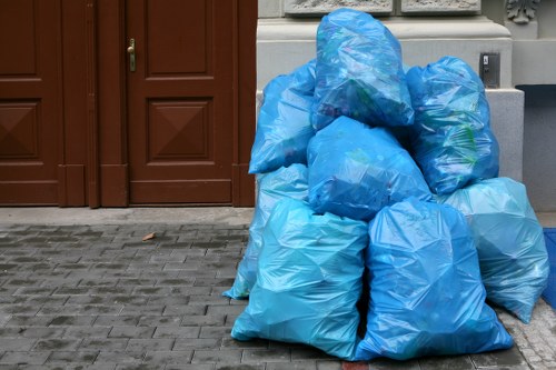 Professional clearing a living room